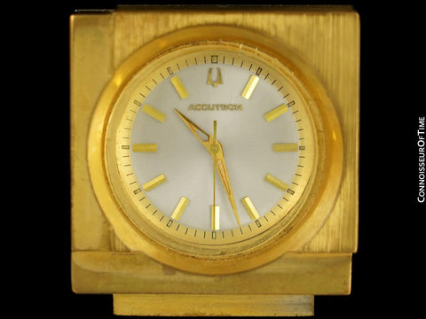 OWNED & USED BY GRETA GARBO - 1960's Bulova Accutron Brass Desk Clock with COA