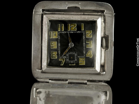 OWNED & USED BY STEVE MARTIN - 1934 Very Fine Swiss Sterling Silver Art Deco Travel Watch