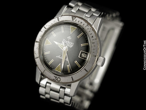 1970's Zodiac Sea Wolf Vintage Vietnam Era Divers Watch - Stainless Steel
