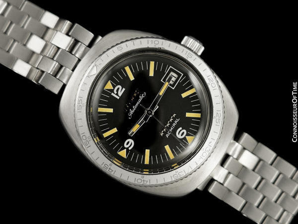 1969 Longines Vintage Mens Large Classic 5 Star Admiral SS Steel Divers Watch - Stainless Steel