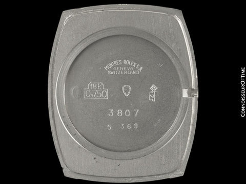 1975 Rolex Cellini Vintage Mens Handwound Tonneau Watch, Ref. 3807 - 18K White Gold