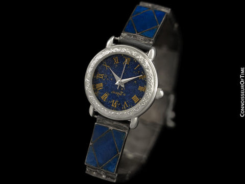OWNED & WORN BY BETTY WHITE - Lapis Lazuli & Sterling Silver Vintage Wristwatch