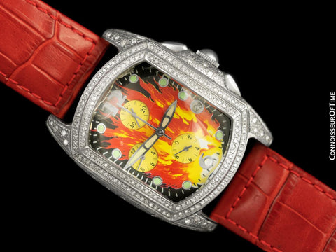 Techno Diamond Encrusted Flame Dial Watch - Personally Owned & Worn By Leslie West with Two COAs