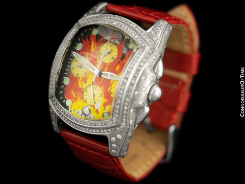 Techno Diamond Encrusted Flame Dial Watch - Personally Owned & Worn By Leslie West with Two COAs