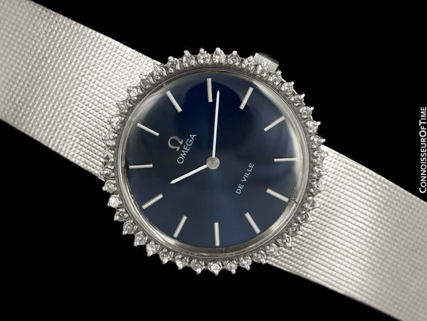 1970's Omega Geneve Vintage Mens Handwound Watch - Stainless Steel & Diamonds