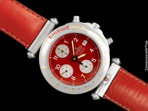 Owned by Siegfried & Roy with Photo - Philippe Charriol Mens Red Chronograph Stainless Steel Watch