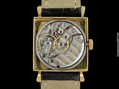 1960 Patek Philippe Vintage Mens Handwound Square Dress Watch, Ref. 2475 - 18K Gold
