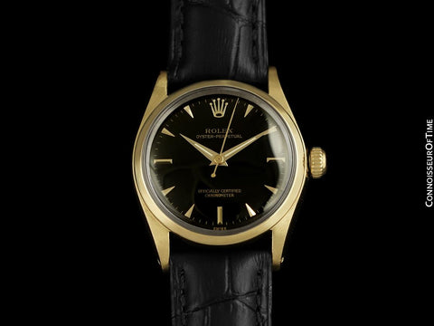 1958 Rolex Oyster Perpetual Mens Midsize Unisex 31mm Classic Vintage Watch - 14K Gold