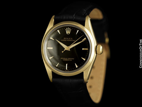 1958 Rolex Oyster Perpetual Mens Midsize Unisex 31mm Classic Vintage Watch - 14K Gold