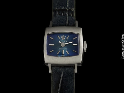 1969 Rolex Precision Pre-Cellini Vintage Ladies "TV" Shaped Watch, Ref. 2629 - 18K White Gold