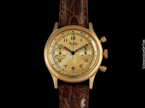 1945 Breitling Vintage Aviator's Large Ref. 777 Mens Chronograph Watch - 18K Rose Gold