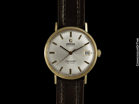 1976 Omega Seamaster De Ville Vintage Automatic Mens Watch - 14K Gold with Box & Band