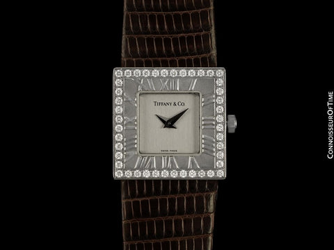 Tiffany & Co. Atlas Ladies Square Watch - 18K White Gold & Original Tiffany Factory Diamonds