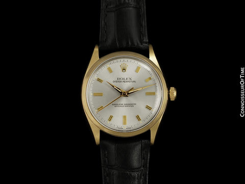 1969 Rolex Oyster Perpetual Classic Vintage Mens Watch, Ref. 6567 - 14K Gold