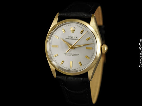 1969 Rolex Oyster Perpetual Classic Vintage Mens Watch, Ref. 6567 - 14K Gold