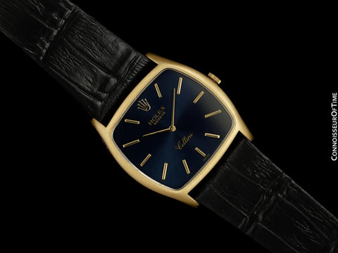 1974 Rolex Cellini Vintage Mens Handwound TV Shaped Dress Watch, Ref. 3805 - 18K Gold