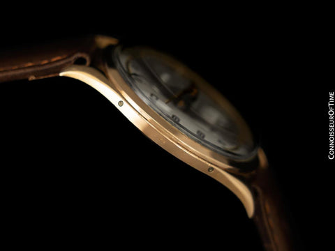 1940's Swiss Vintage Triple Calendar Large Mens Watch - 18K Gold