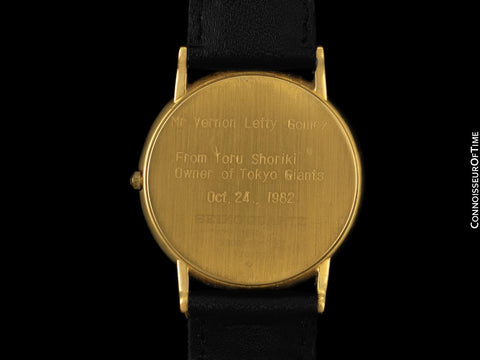 1982 Seiko Credor Vintage 18K Gold Mens Watch - OWNED & WORN BY YANKEE BASEBALL GREAT LEFTY GOMEZ