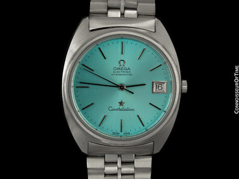 1970's Omega Constellation Mens Vintage Accutron Accuset Watch with Tiffany Blue Dial - Stainless Steel