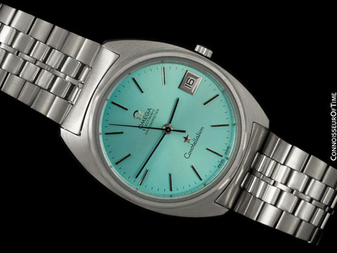 1970's Omega Constellation Mens Vintage Accutron Accuset Watch with Tiffany Blue Dial - Stainless Steel