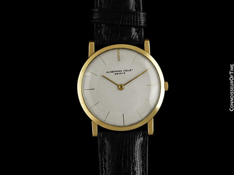 1960's Audemars Piguet "Extra-Flat" Vintage Mens Midsize Quartz Watch - 18K Gold