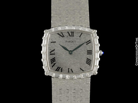 Owned & Worn By Red Skelton - 1970's Piaget Vintage Mens Bracelet Watch - 18K White Gold & Approx. 2 Carats of Diamonds