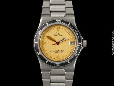 1984 Omega Seamaster Calypso 120M Vintage Mens Quartz Watch, Date - Stainless Steel