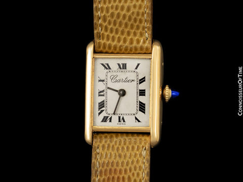 Cartier Vintage Ladies Tank Mechanical Watch with Deployment Buckle - Solid 18K Gold