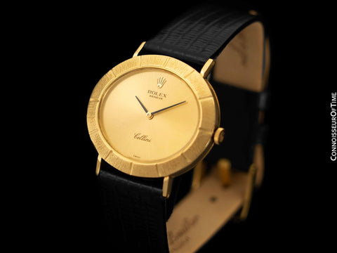 1973 Rolex Cellini Vintage Mens Midsize Handwound Oval Watch, Ref. 3881 - 18K Gold