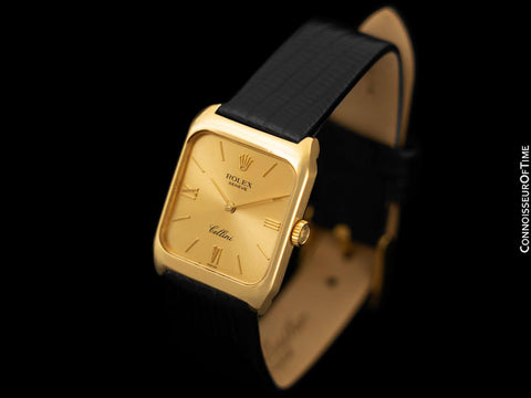 1989 Rolex Cellini Vintage Mens Midsize Dress Ref. 4131 18K Gold Watch - Papers & Tag