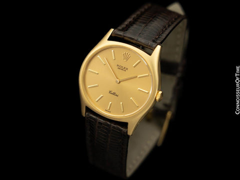 1975 Rolex Cellini Vintage Mens Handwound TV Watch with Champagne Dial, Ref. 3806 - 18K Gold
