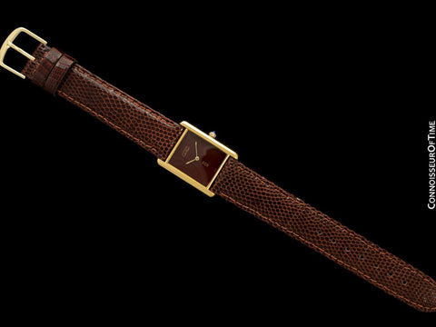 Cartier Vintage Mens Tank Watch With Chocolate Dial - Gold Vermeil, 18K Gold over Sterling Silver