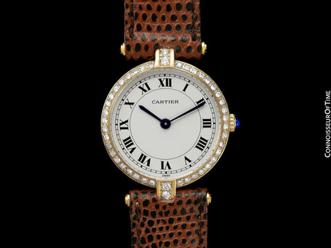 Cartier Vendome Ladies Solid 18K Gold & Diamond Watch - Box & Papers