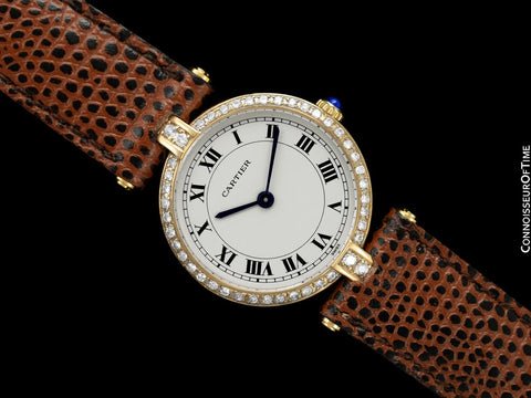 Cartier Vendome Ladies Solid 18K Gold & Diamond Watch - Box & Papers