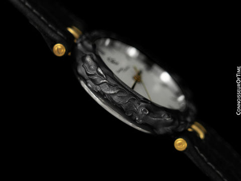 Carrera y Carrera Mens Midsize / Large Ladies Quartz Horse Watch - Sculptured Titanium & 18K Gold