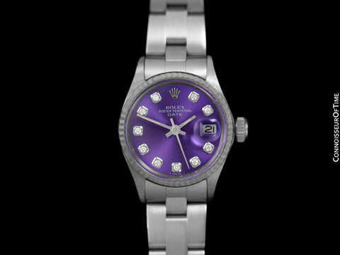 1968 Rolex Vintage Ladies Date Datejust Watch, Purple Diamond Dial - Stainless Steel & 18K White Gold