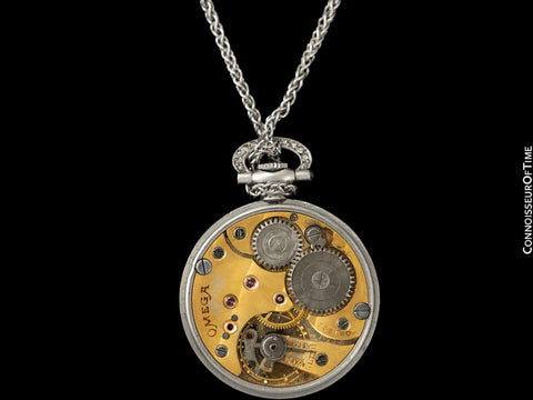 1914 Omega Vintage Ladies Platinum, Diamond & Cameo Miniature Pendant Watch - Omega Papers