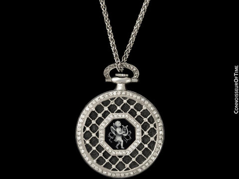 1914 Omega Vintage Ladies Platinum, Diamond & Cameo Miniature Pendant Watch - Omega Papers