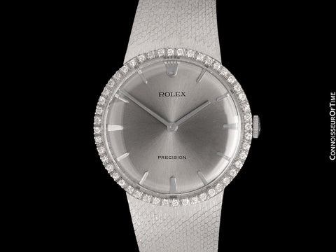 1973 Rolex Precision Vintage Mens Ref. 3411 Dress Watch - Stainless Steel & Diamonds