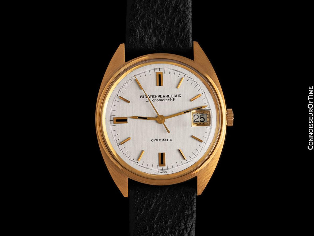 1960's Girard Perregaux Vintage HF High Frequency 18K Gold Plated Chronometer Watch New Old Stock with Sticker
