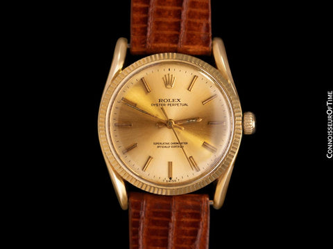 1950's Rolex Oyster Perpetual "Bombe" Vintage Mens Ref. 6593 Watch - 14K Gold