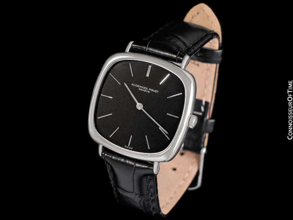 1972 Audemars Piguet Vintage Mens Full Size TV Shaped Dress Watch 18K White Gold
