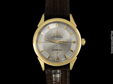 1960's Omega Vintage Mens Pie Pan Dial Constellation with Omega Band & Buckle - Stainless Steel & 14K Gold