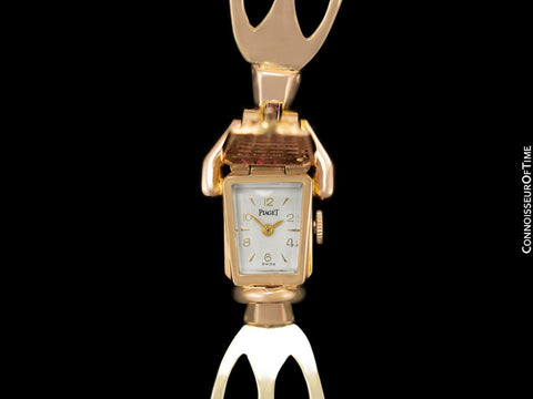 1950's Vintage Ladies Cocktail Bracelet with Piaget Watch - 14K Rose Gold, DIamonds & Rubies