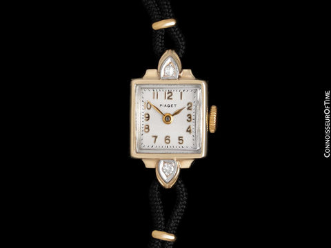 1950's Piaget Vintage Ladies Handwound Dress Watch - 14K Gold & Diamonds