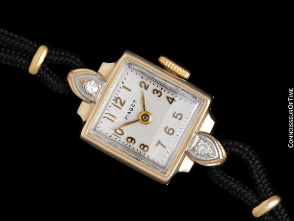 1950's Piaget Vintage Ladies Handwound Dress Watch - 14K Gold & Diamonds