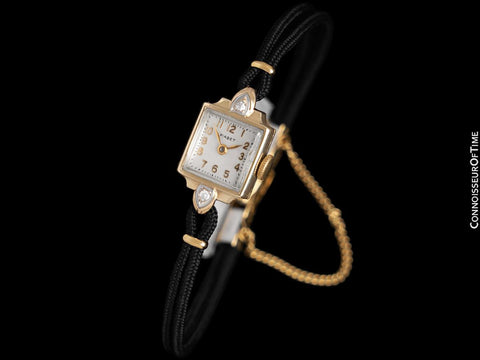 1950's Piaget Vintage Ladies Handwound Dress Watch - 14K Gold & Diamonds