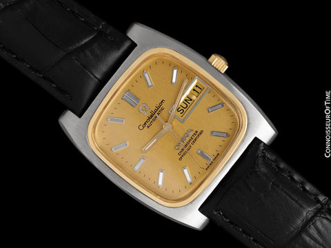 1973 Omega Constellation Vintage Mens Automatic Chronometer Watch, Day Date - Stainless Steel & 14K Gold