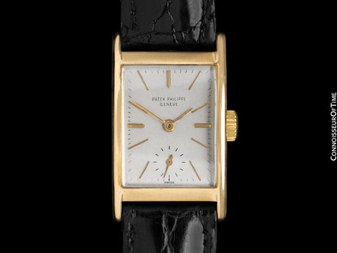 1950's Patek Philippe "Tegola" Vintage Mens Rectangular Watch - 18K Gold
