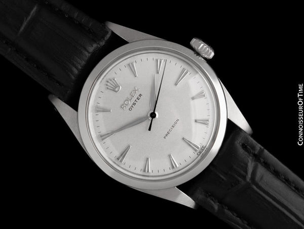 1954 Rolex Oyster Precision Classic Vintage Mens Handwound Watch with Silver Dial - Stainless Steel